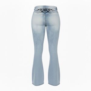 Y2K Tribal Light Wash Flare Low Rise Jeans - 7/28